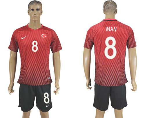 Turkey #8 INAN Home Soccer Country Jersey - Click Image to Close